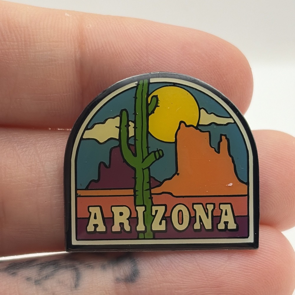 State Of Arizona Cactus Desert Scene United States Of America Lapel Hat Pin